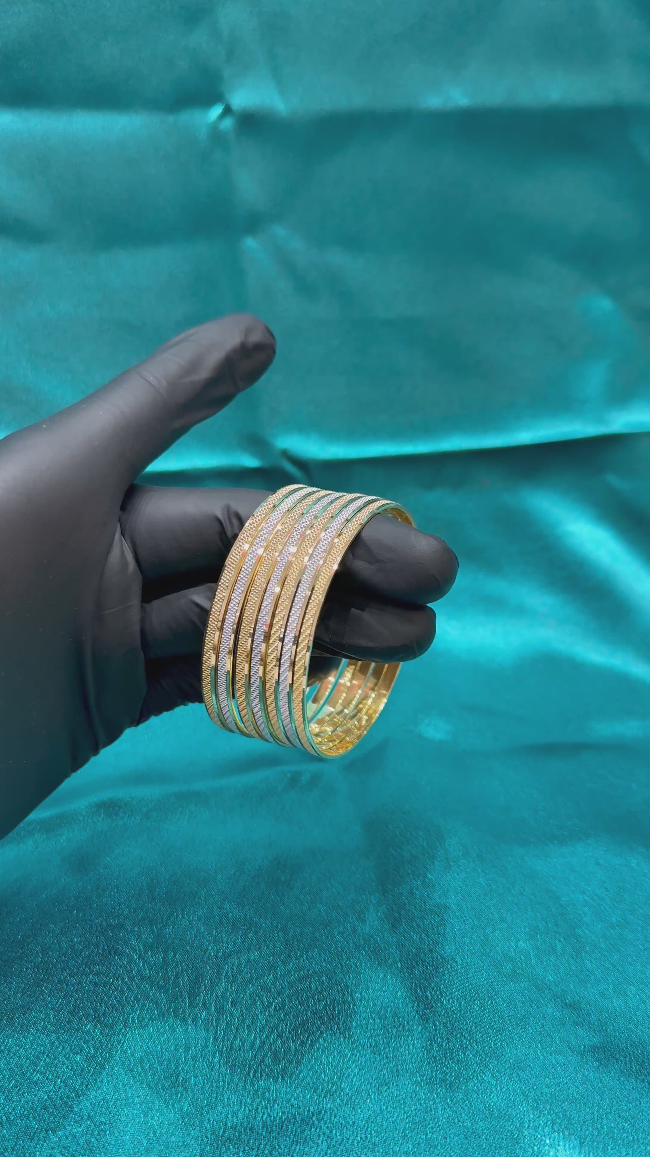 Women’s 22k Gold CNC Bangles w/ Rhodium